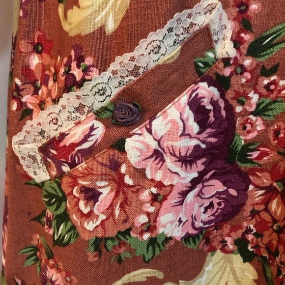 VINTAGE LACY AFTERNOON Floral English Garden Open Front Cardigan Size L - Picture 5 of 9